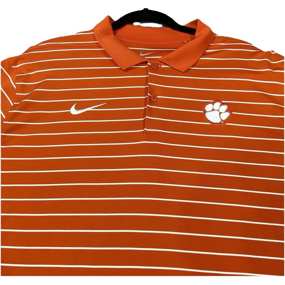 Clemson Tigers Polo Shirt Men XL Orange Nike Dri Fit Basketball NCAA Logo Sports